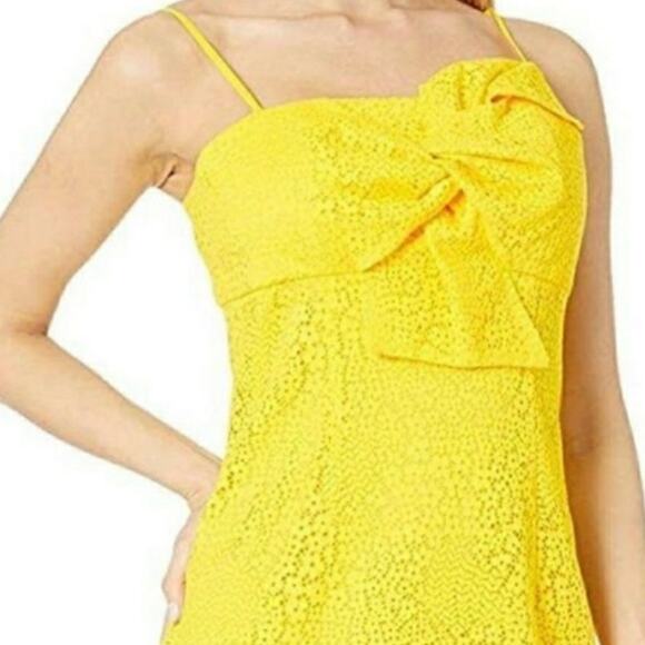 Trina Turk Bright Lace Twist Bust Dress in Yellow Size 4 - Picture 3 of 8